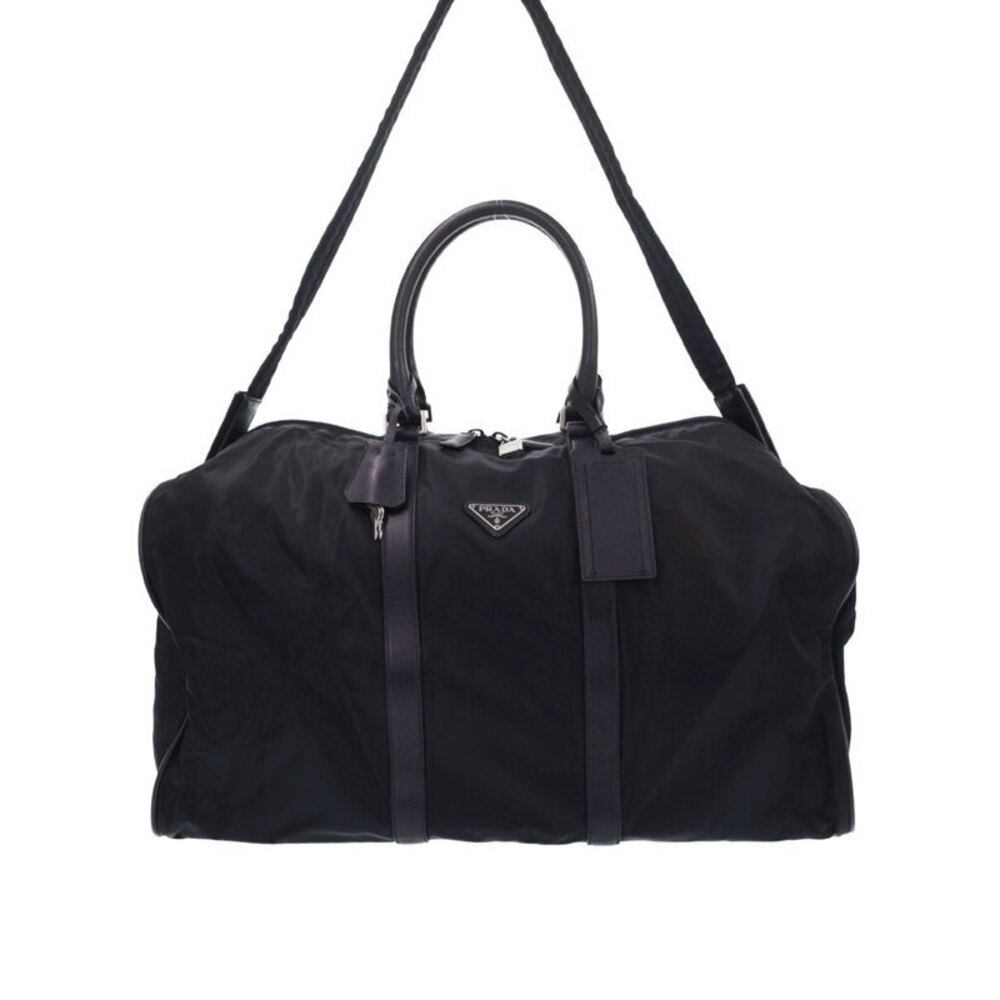 Prada ReNylon Saffiano leather duffle bag Black